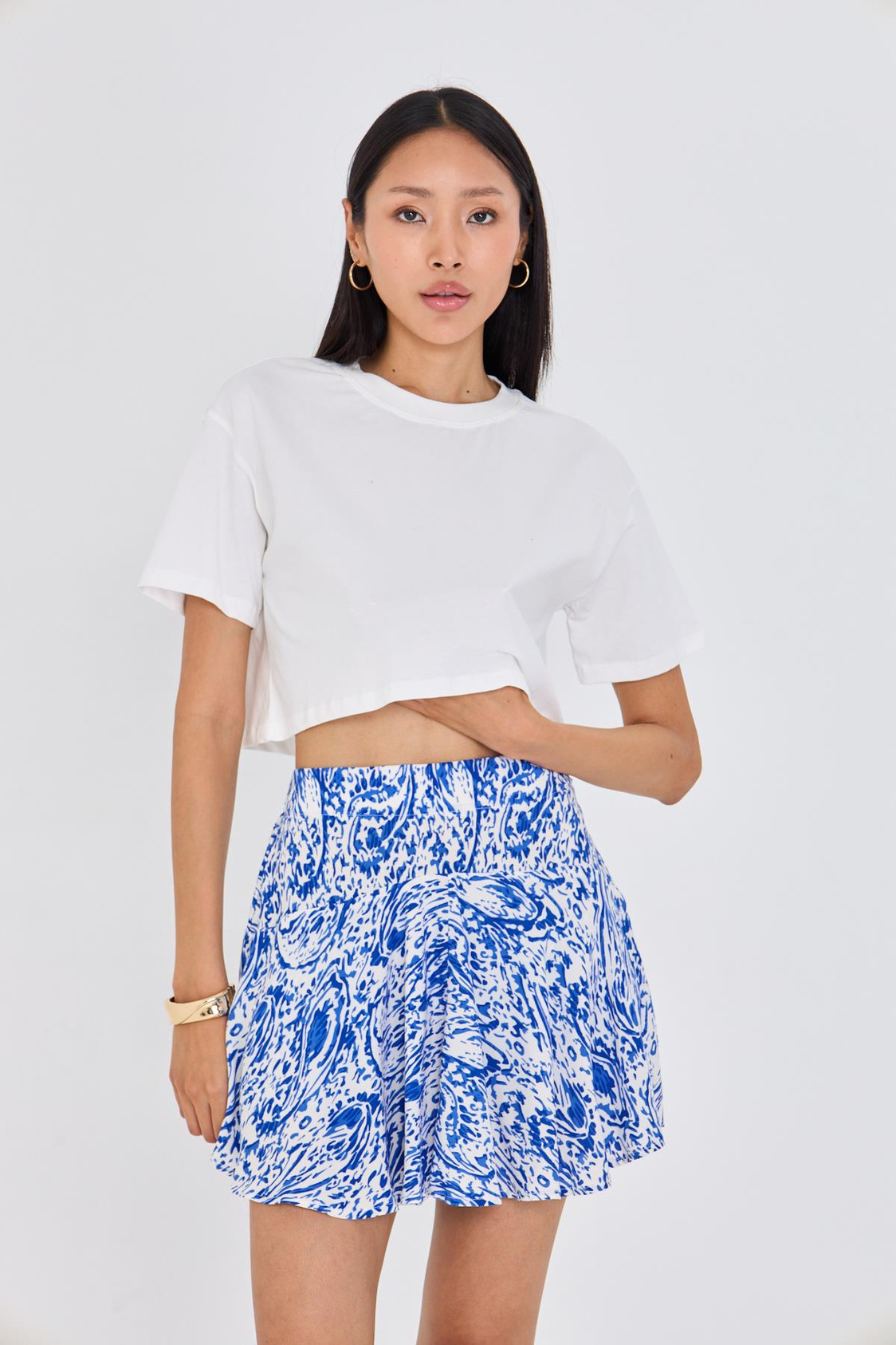 Bisiklet Yaka Crop Tişört