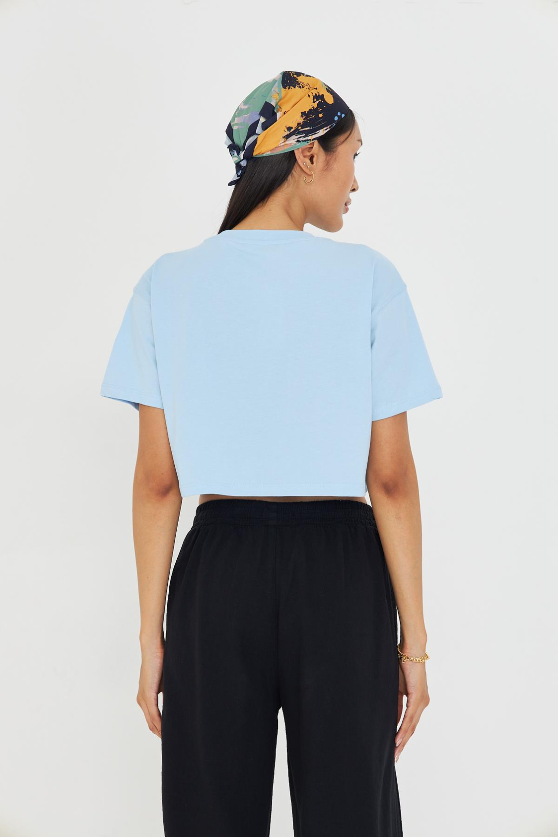 Bisiklet Yaka Crop Tişört