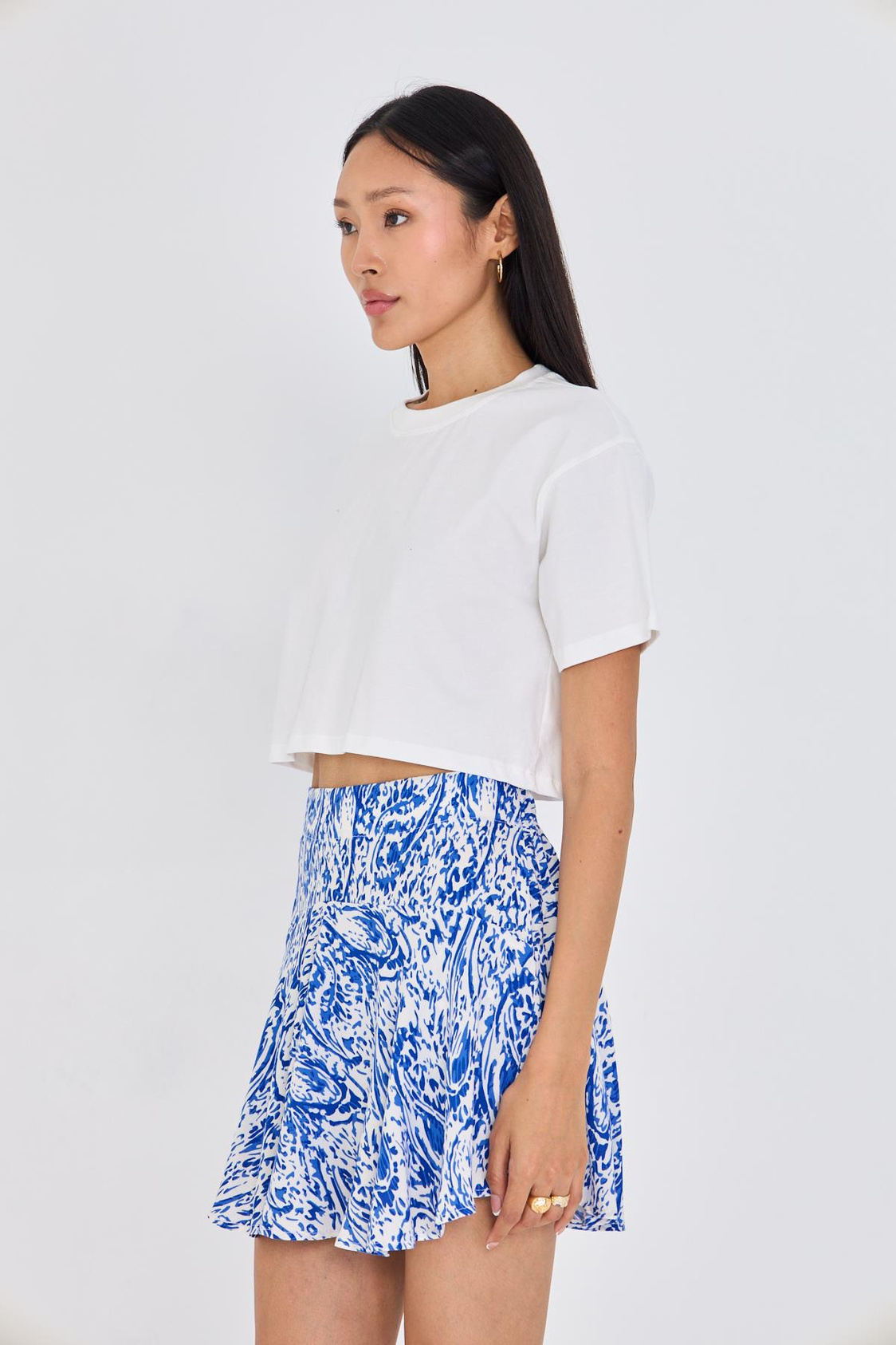 Bisiklet Yaka Crop Tişört