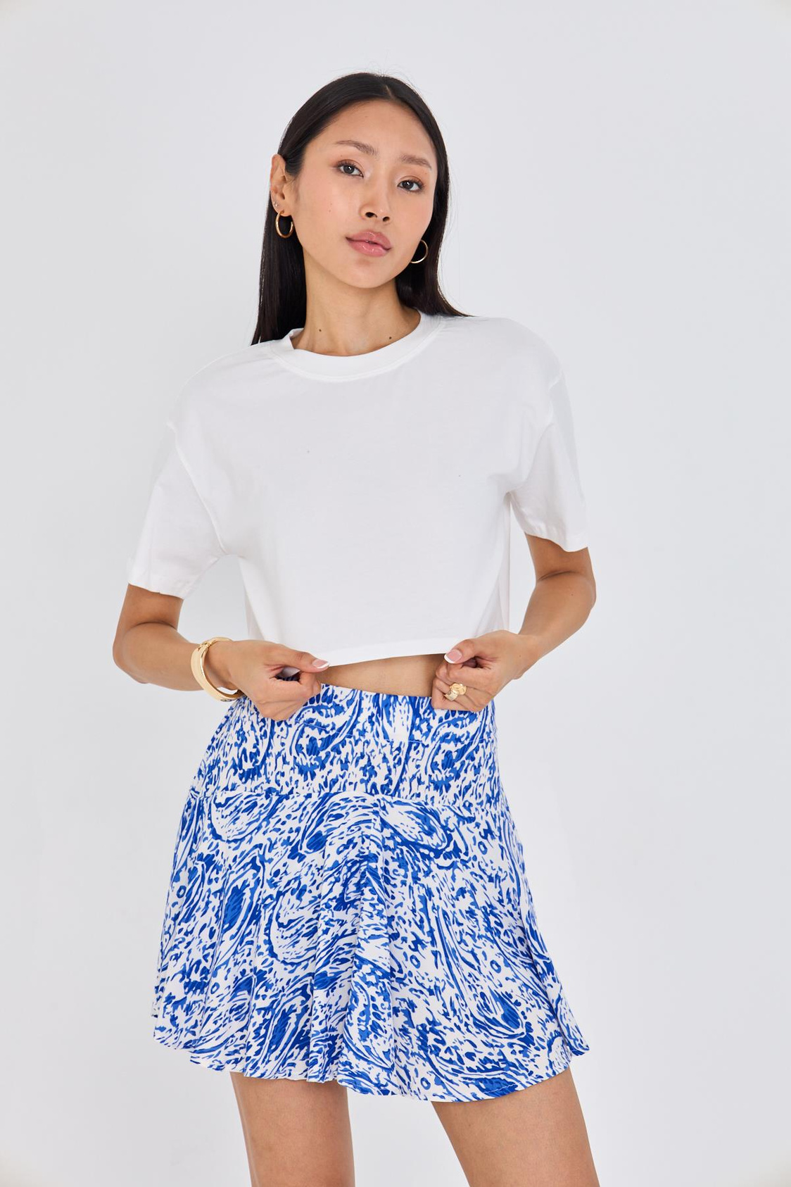 Bisiklet Yaka Crop Tişört