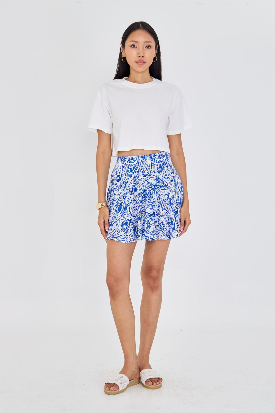 Bisiklet Yaka Crop Tişört