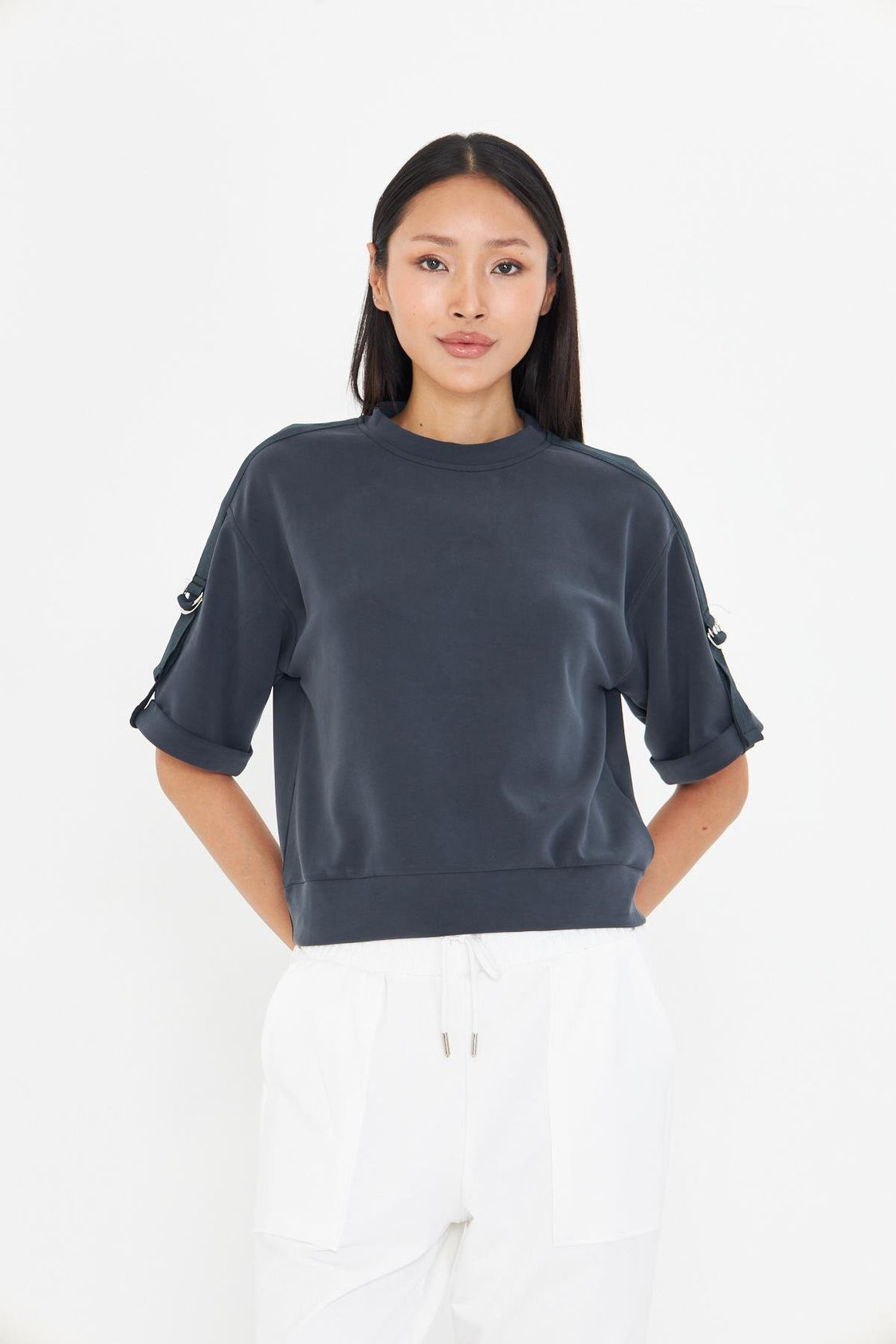 Bisiklet Yaka Duble Kol Modal T-Shirt