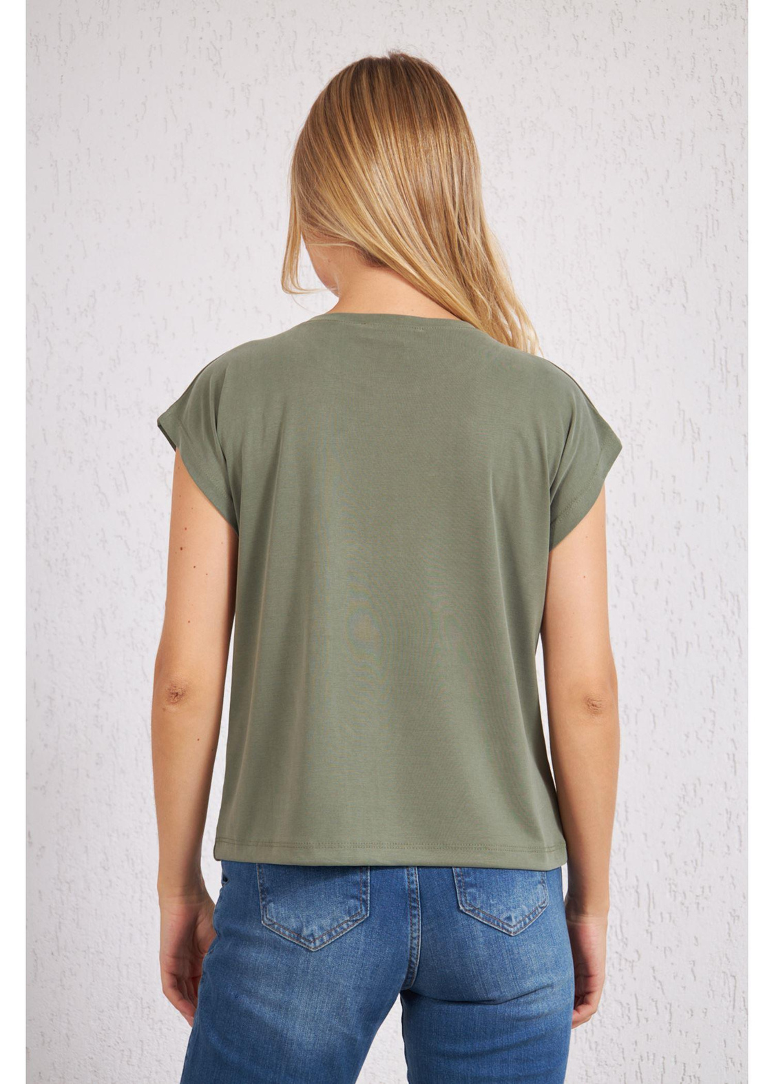 Bisiklet Yaka Kolsuz Tshirt-Haki