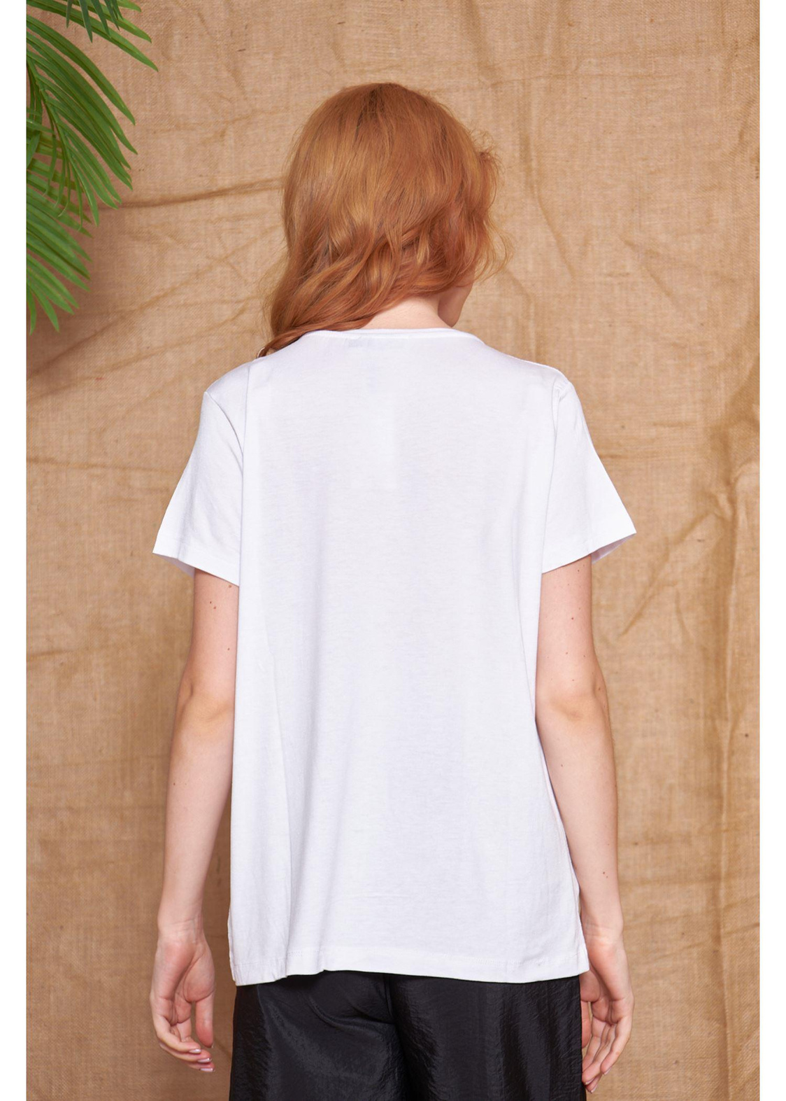 Bisiklet Yaka T-Shirt-Beyaz