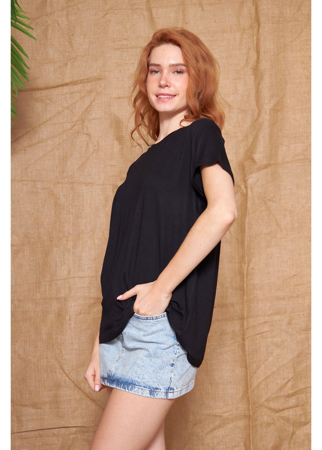 Bisiklet Yaka T-Shirt-Siyah
