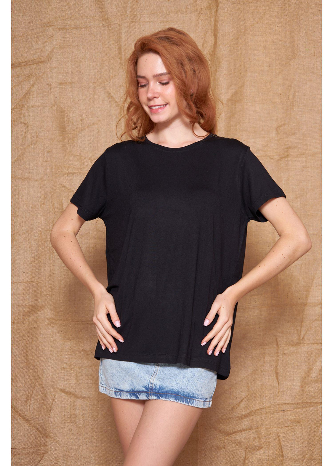 Bisiklet Yaka T-Shirt-Siyah