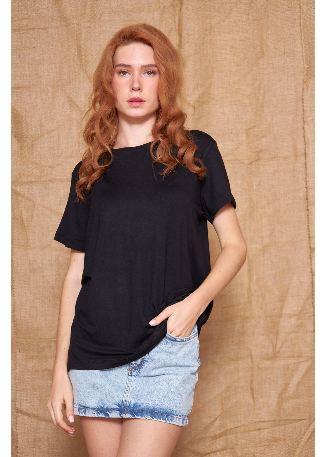 Bisiklet Yaka T-Shirt-Siyah