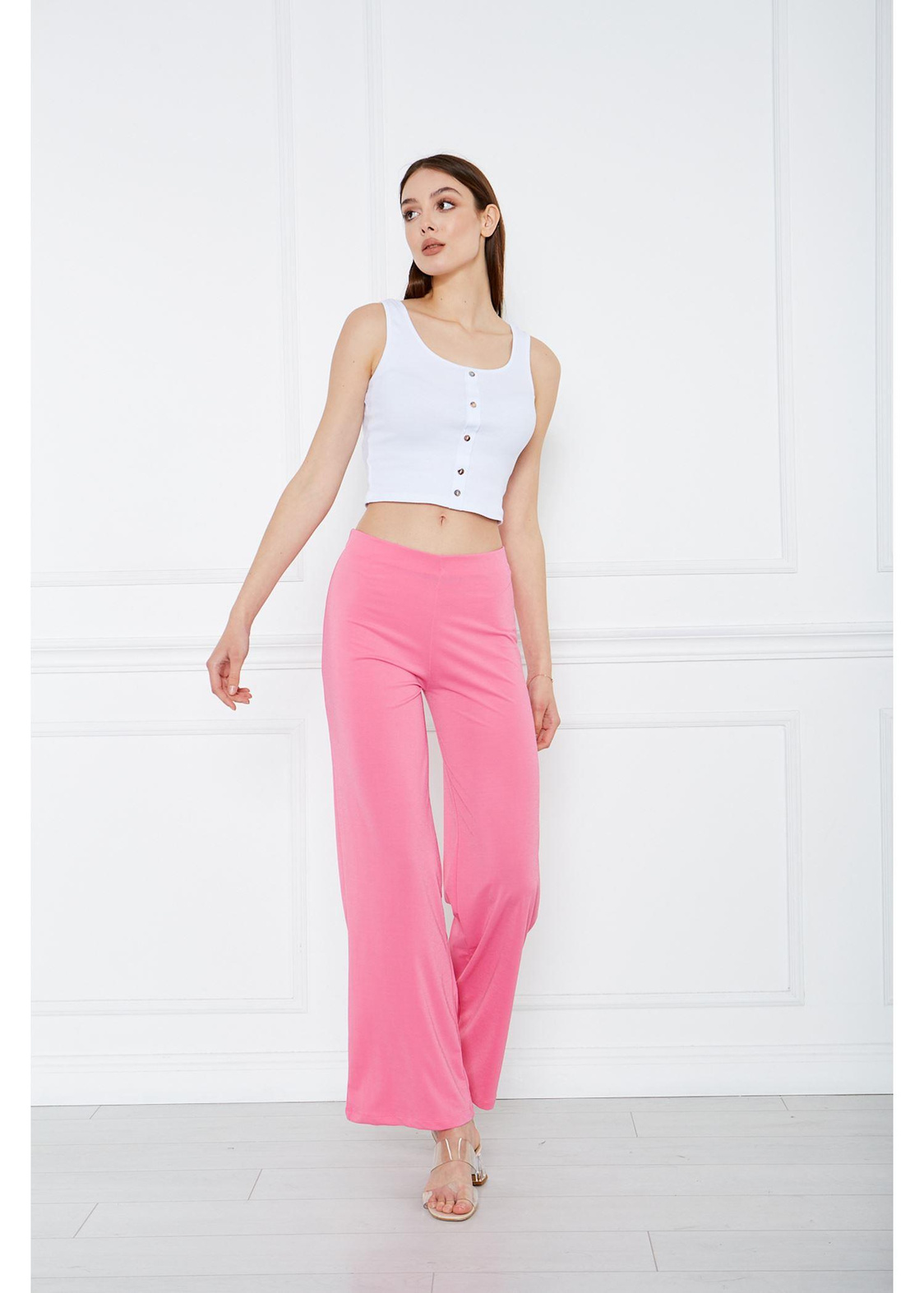 Bol Paça Pantolon-Pembe