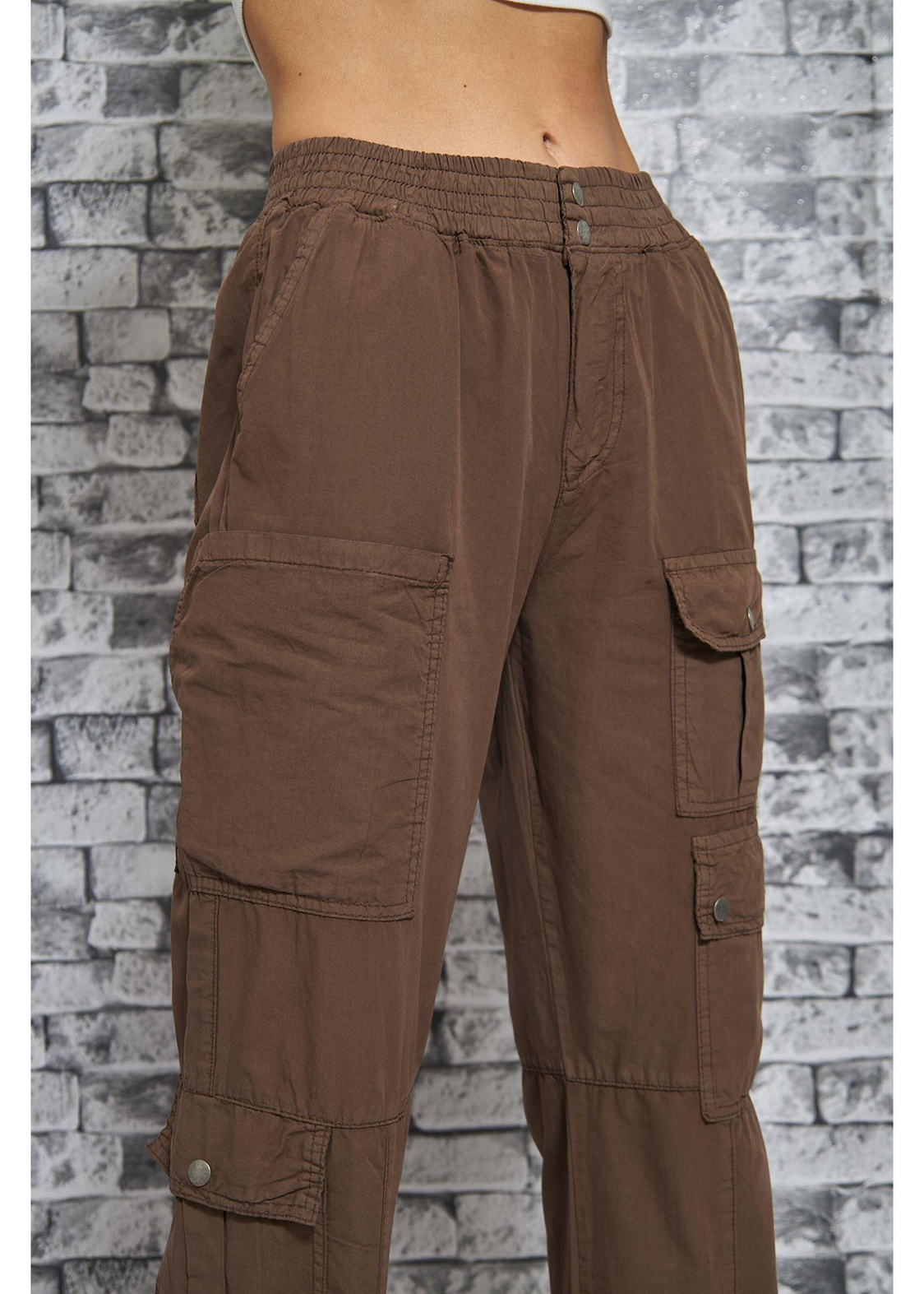 Cep Detaylı Kargo Jogger Pantolon-Vizon