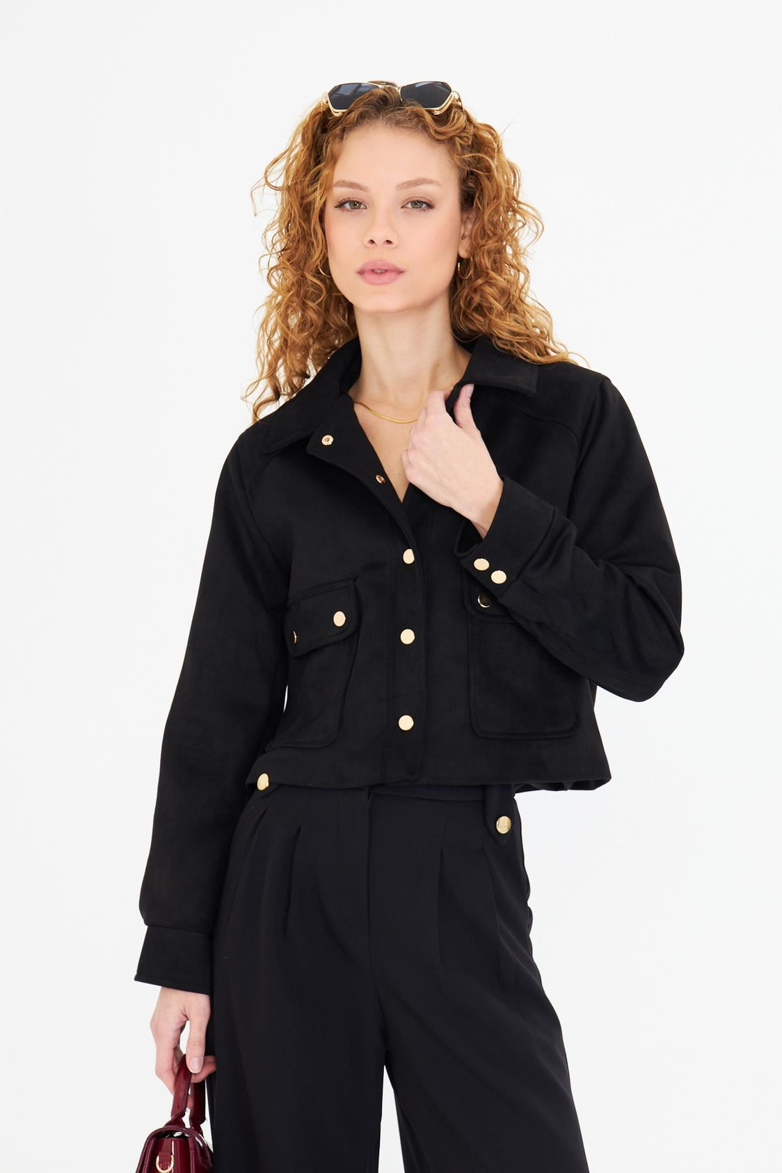 Cepli Çıtçıtlı Süet Ceket