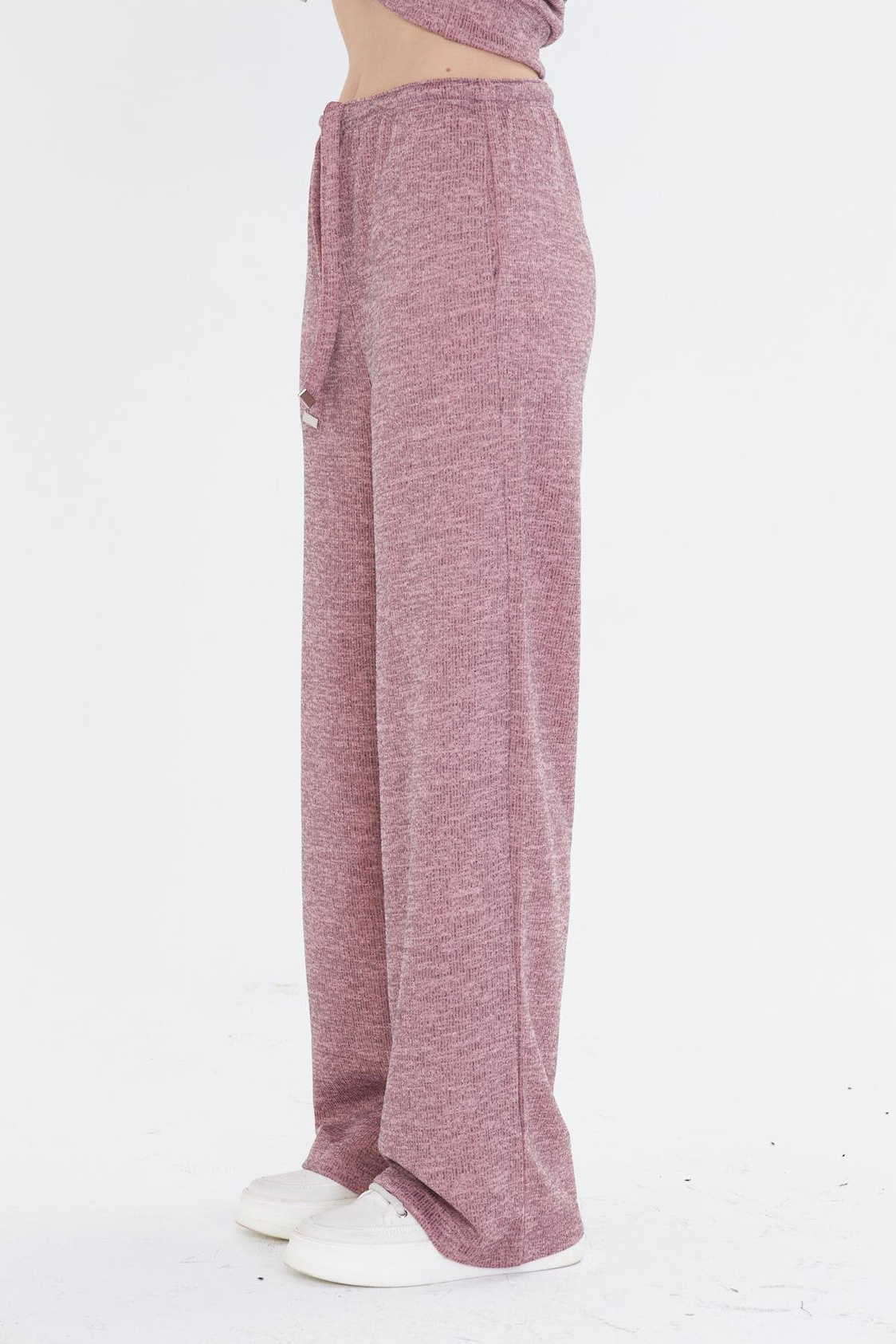 Cepli Lastikli Triko Pantolon - Pudra