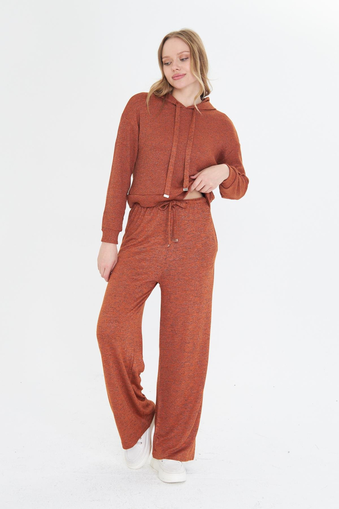 Cepli Lastikli Triko Pantolon - Tarçın