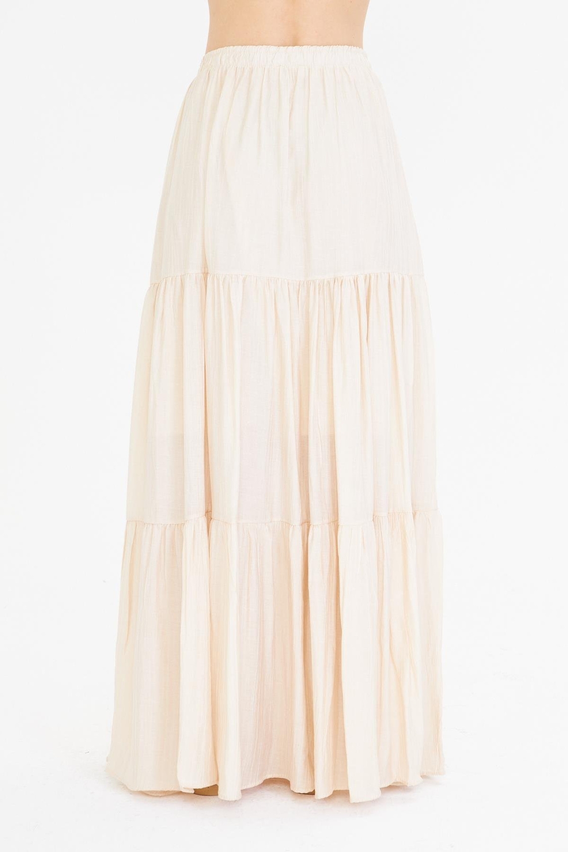 Çizgili Fırfırlı Uzun Etek