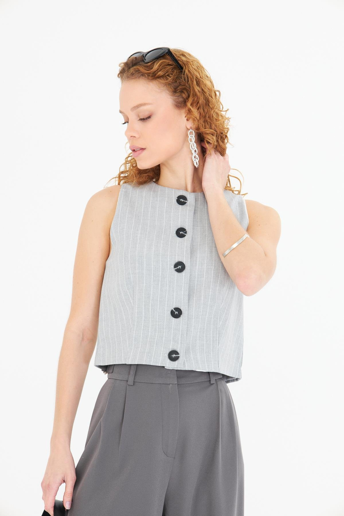 Çizgili Poliviskon Yelek