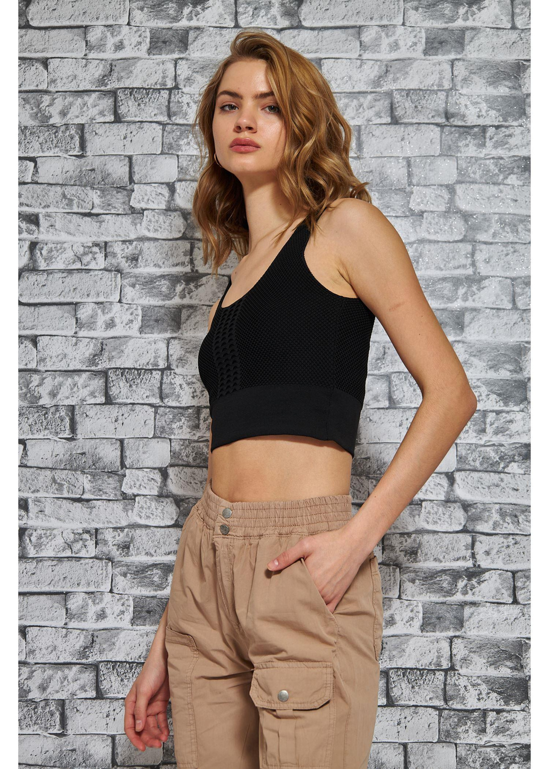 Coleen Crop Top-Siyah