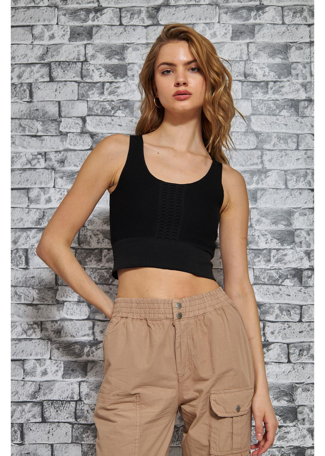 Coleen Crop Top-Siyah