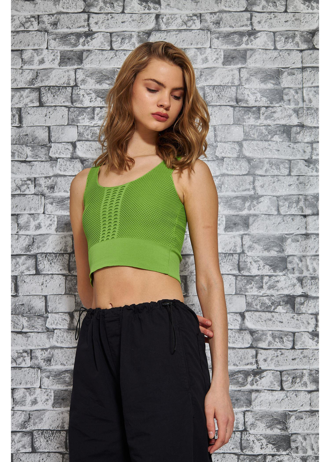 Coleen Crop Top-Yeşil