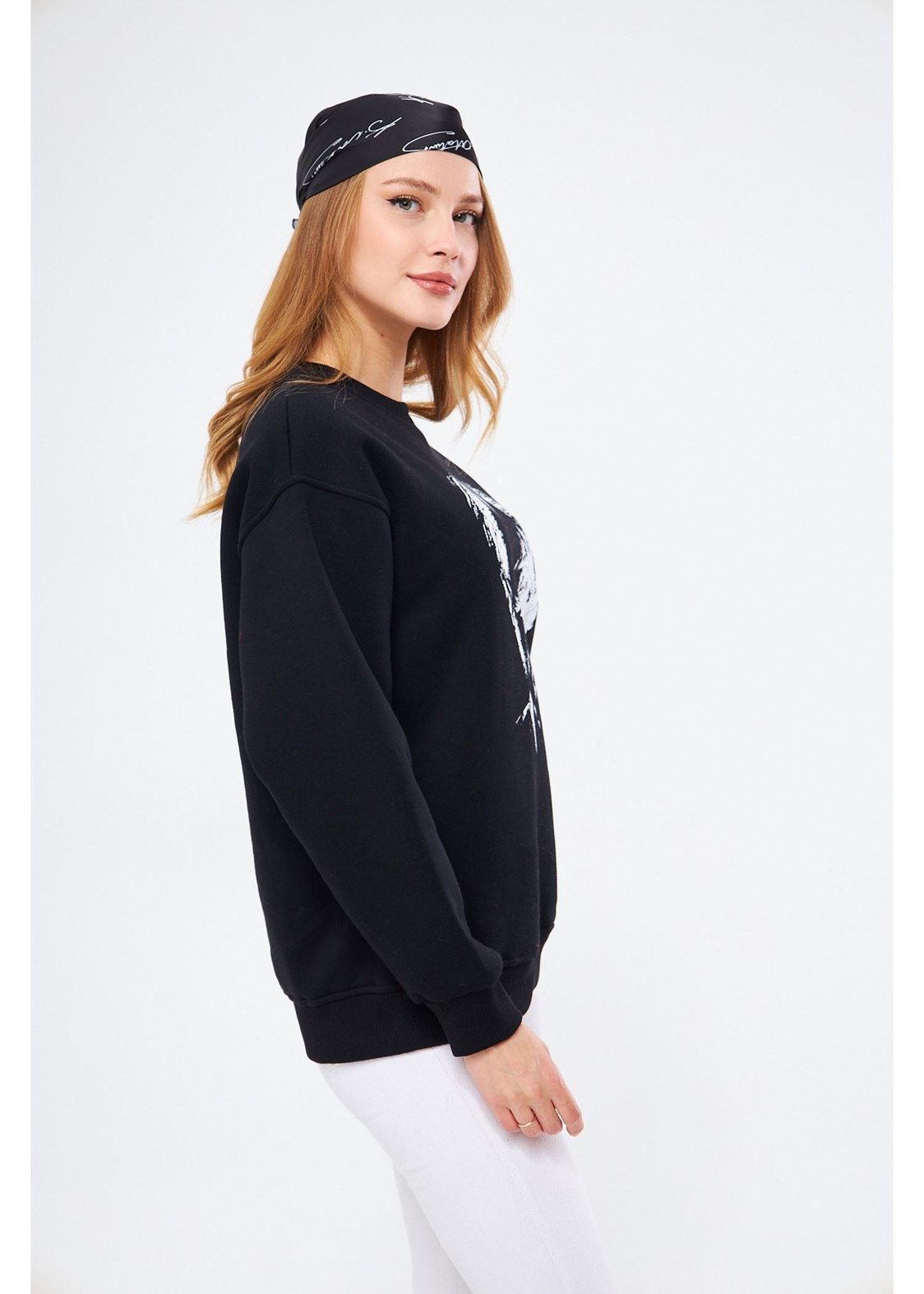 Cumhuriyet Koleksiyonu Atatürk Baskılı Sırtı İmzalı Sweatshirt - Siyah