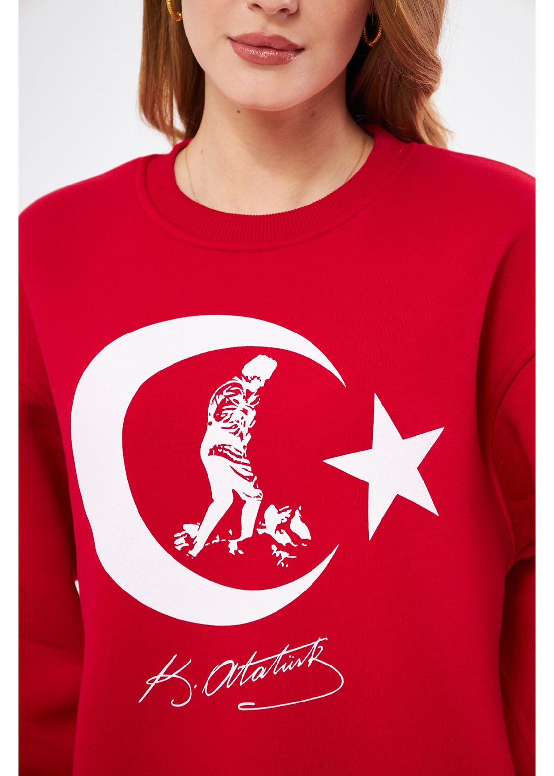 Cumhuriyet Koleksiyonu Ay Yıldız Sweatshirt - Kırmızı