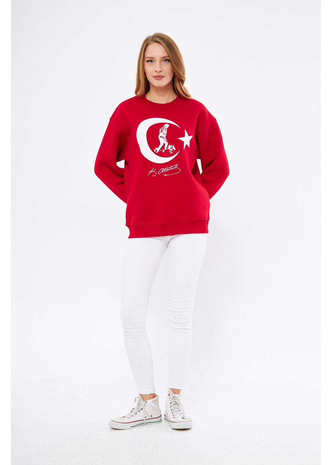 Cumhuriyet Koleksiyonu Ay Yıldız Sweatshirt - Kırmızı