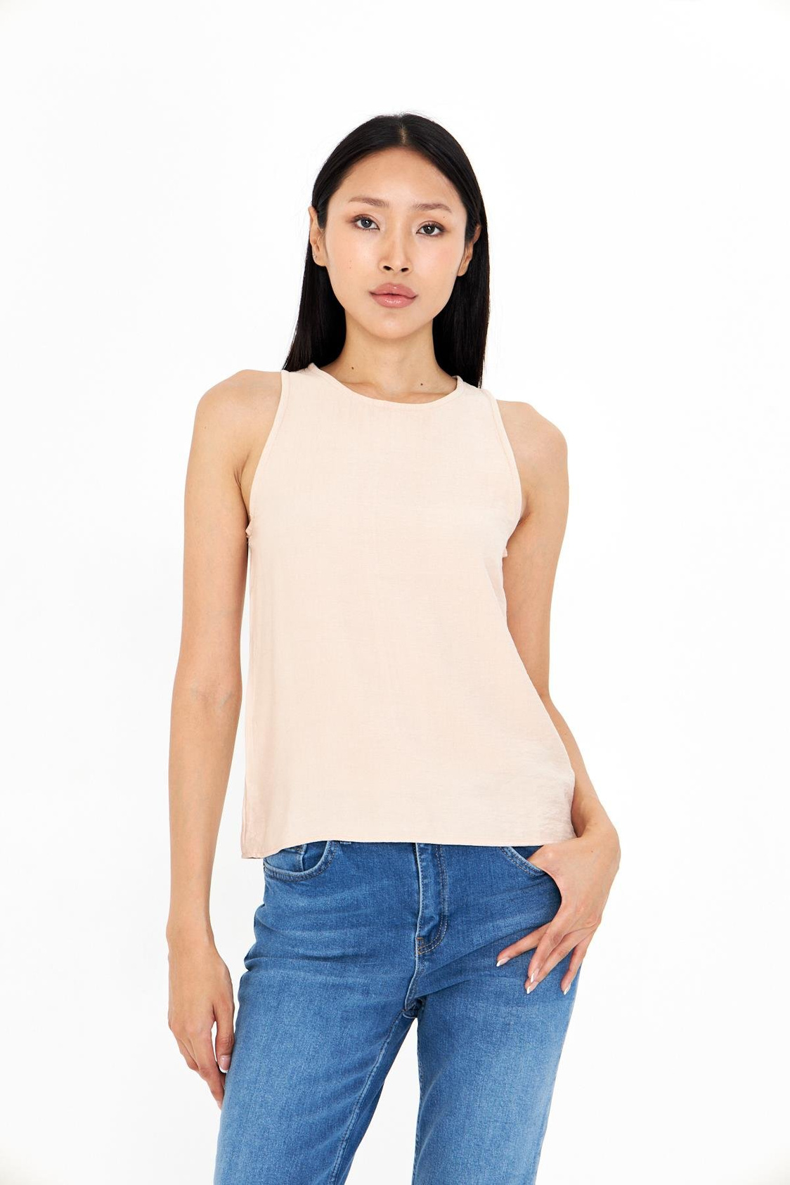 Damla Detaylı Keten Görünümlü Bluz