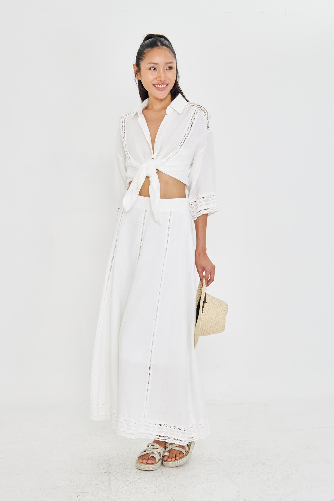 Dantel Detaylı Uzun Etek