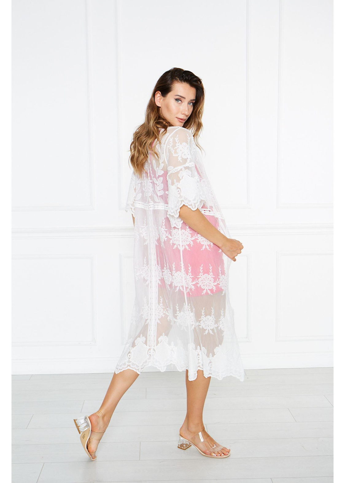 Dantel Kimono-Beyaz