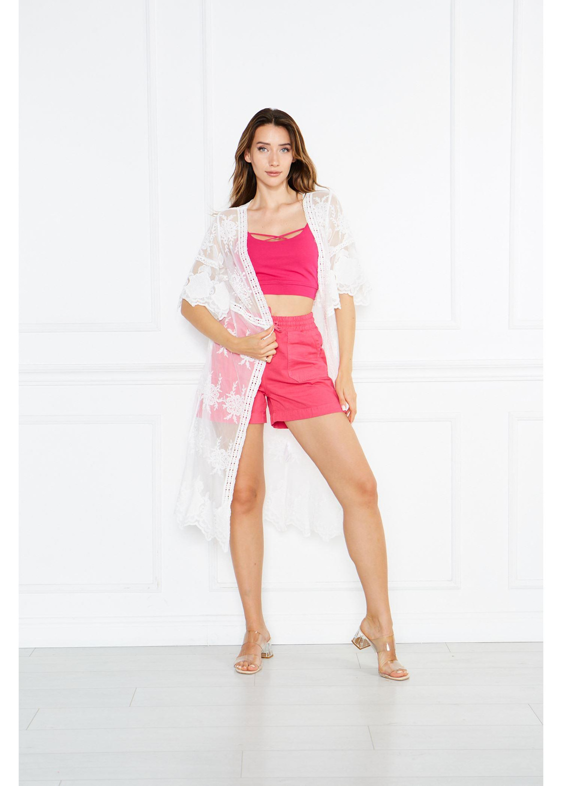 Dantel Kimono-Beyaz
