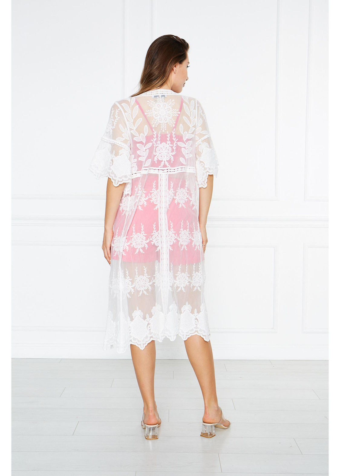 Dantel Kimono-Beyaz