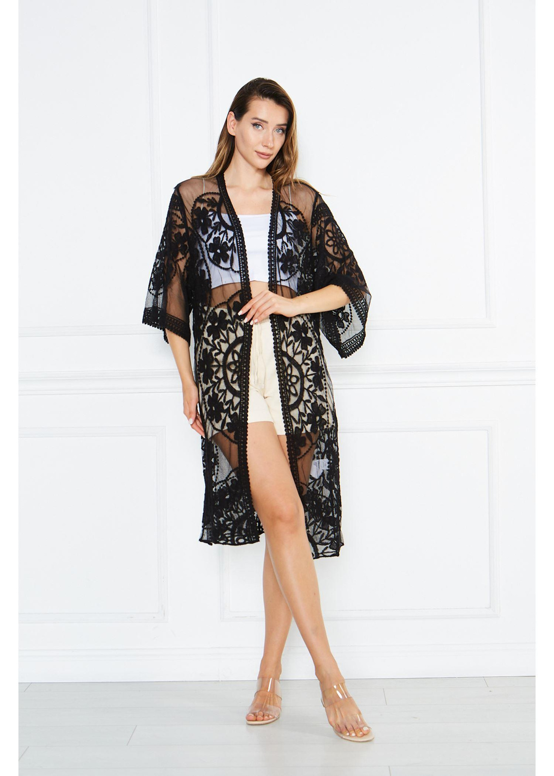 Dantel Kimono-Siyah