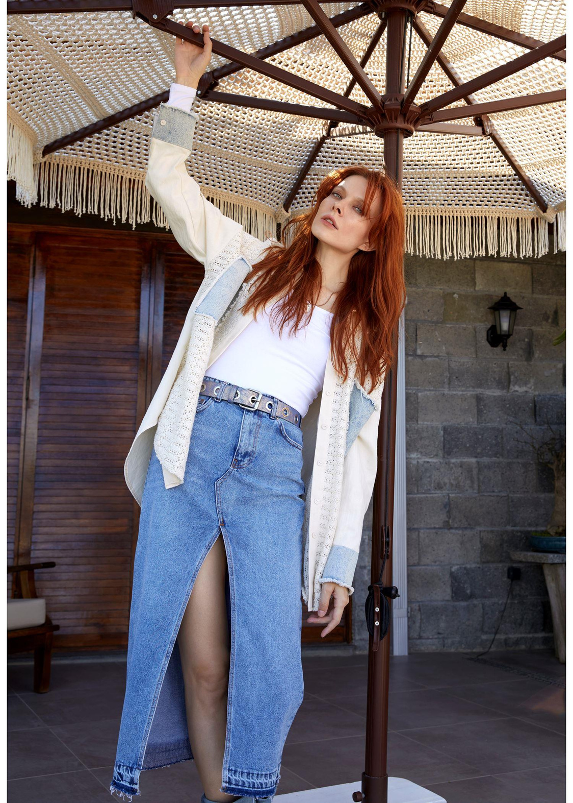 Denim Viral Etek-Mavi