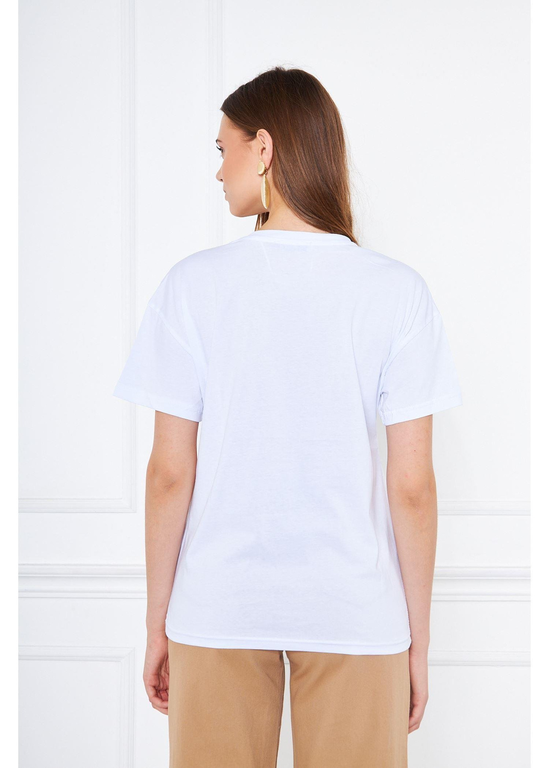 Deniz Kabuğu Baskılı Tshirt-Beyaz