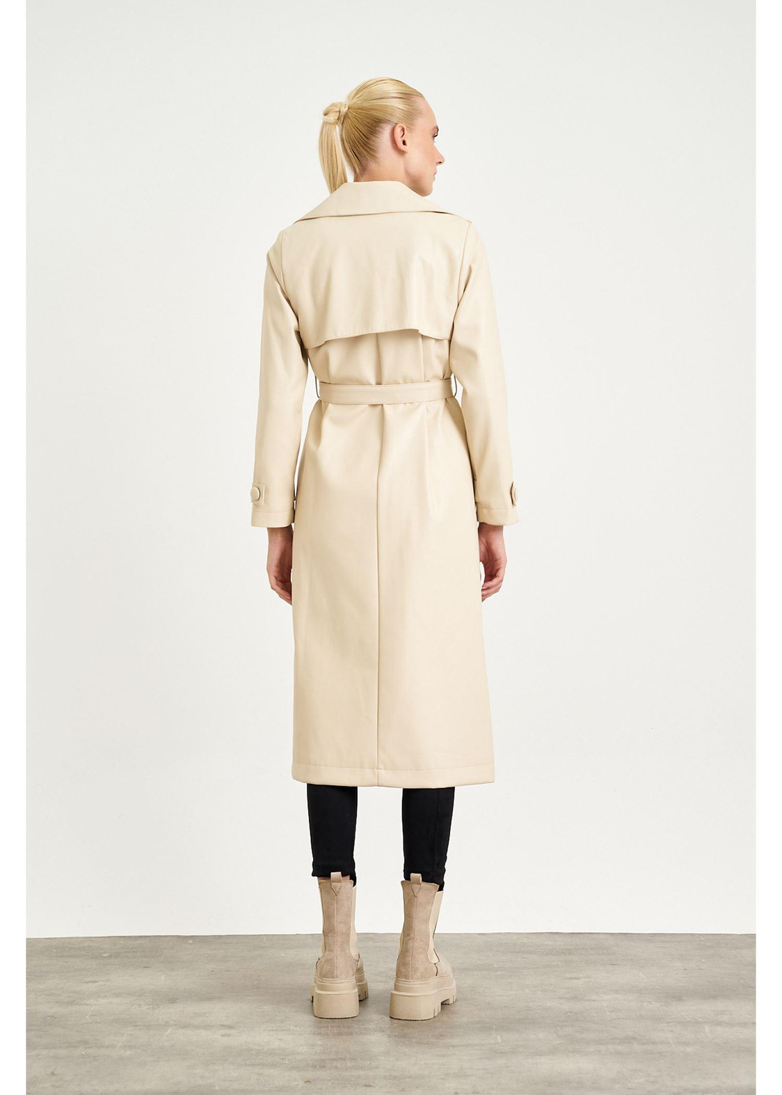 Deri Trençkot-Ekru