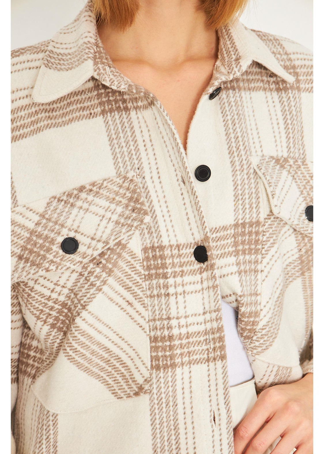 Düğmeli Cepli Ekose Gömlek