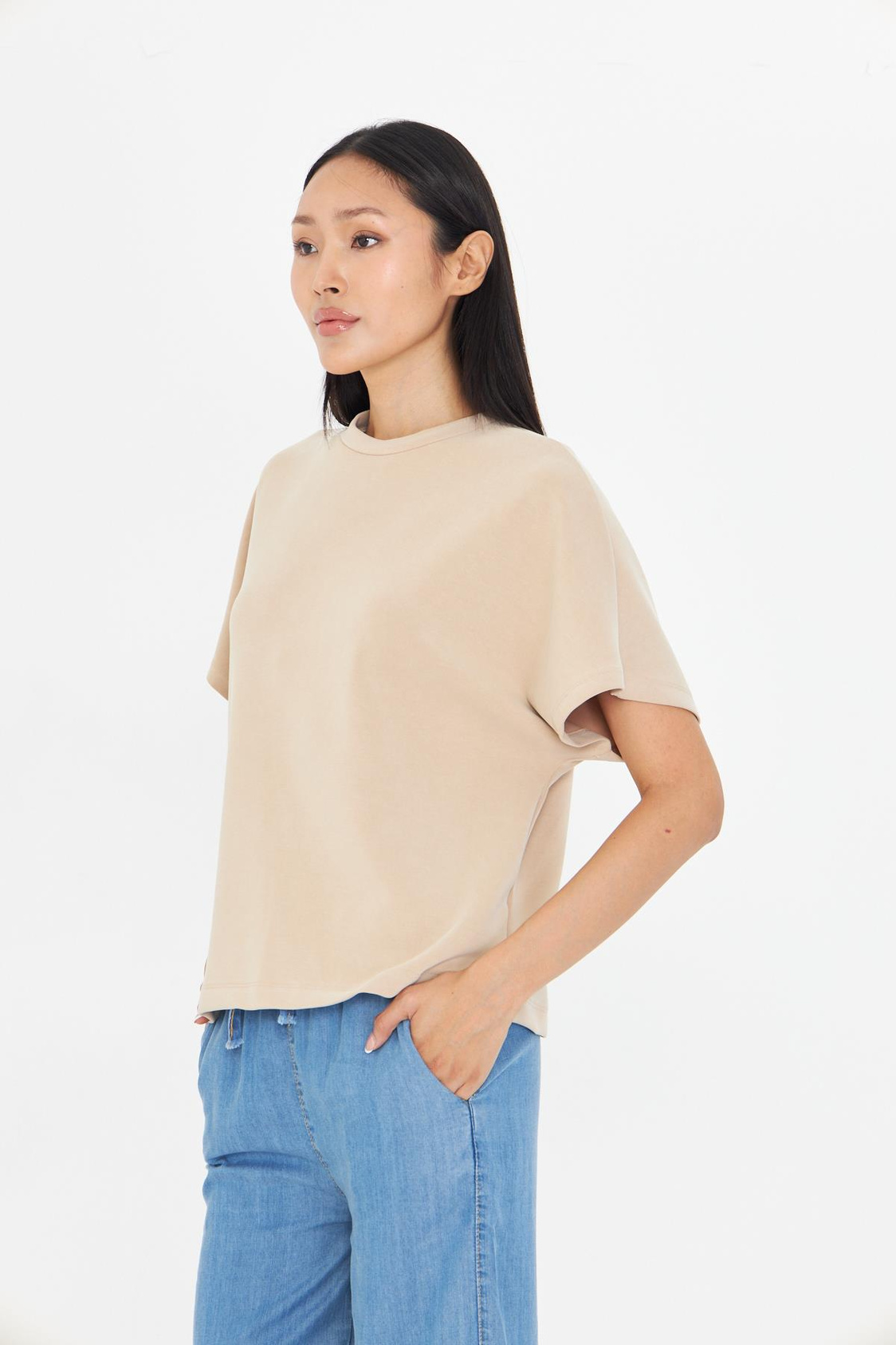 Düşük Omuz Modal T-Shirt