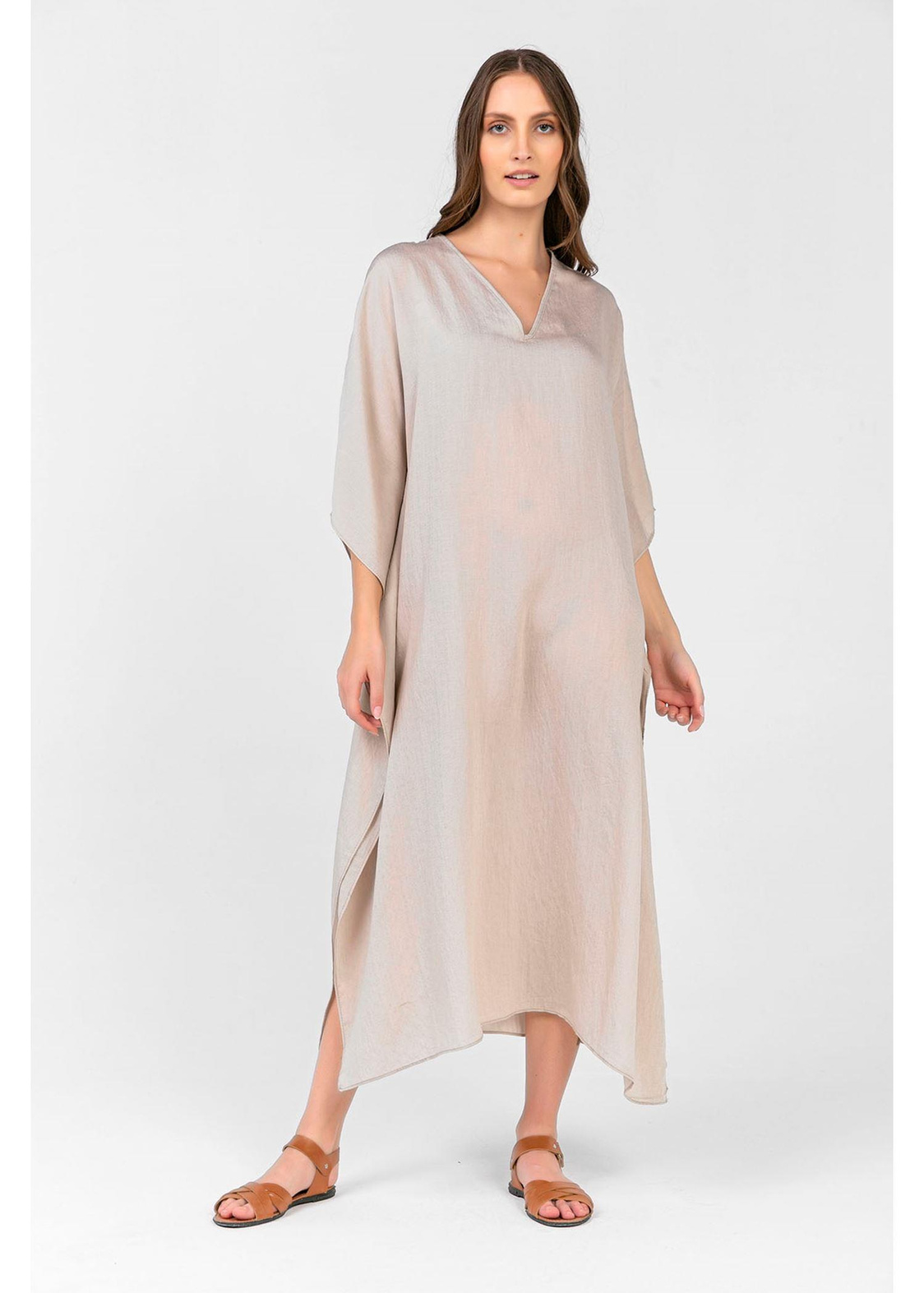 Düz Keten Kimono-Taş