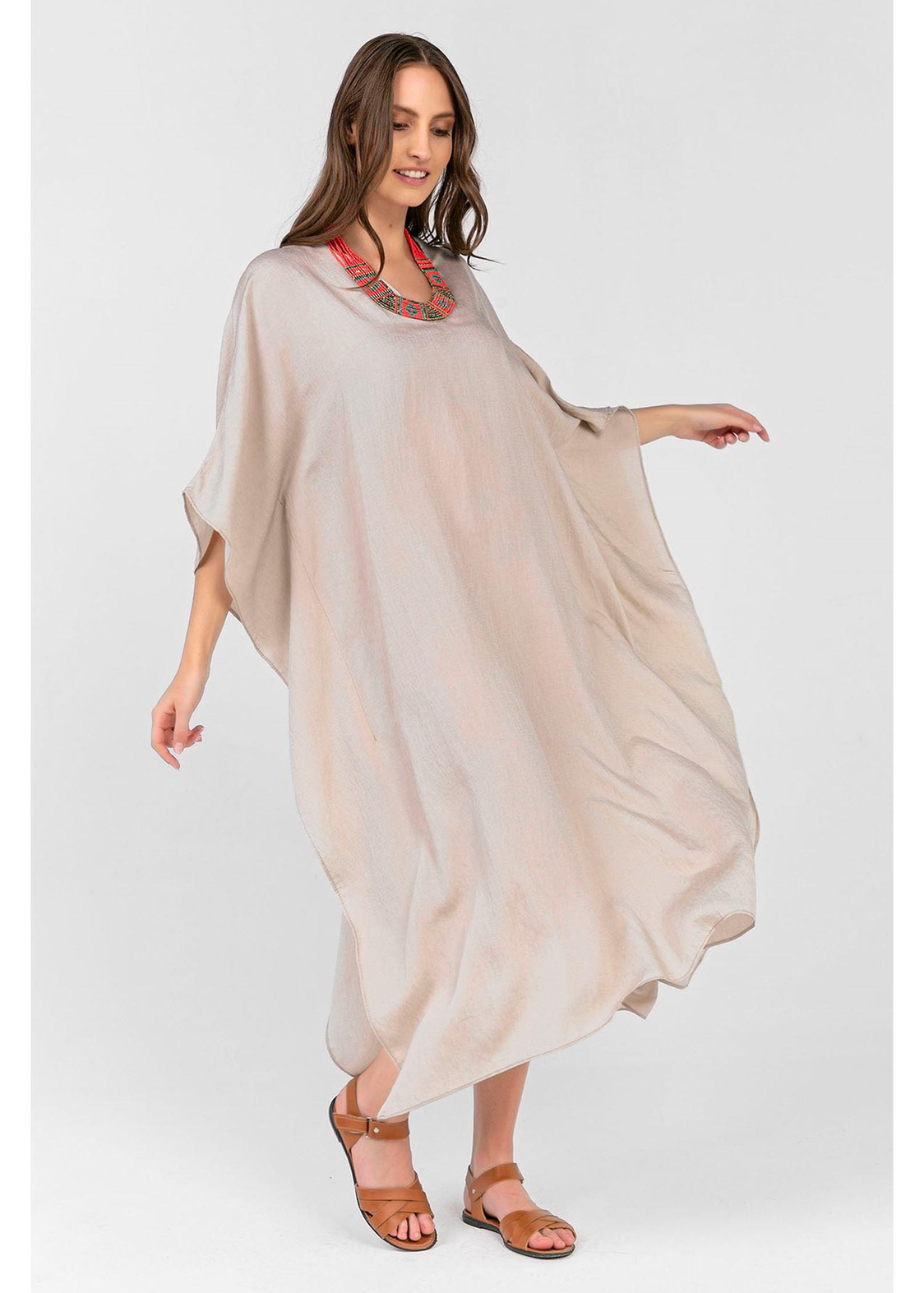 Düz Keten Kimono-Taş