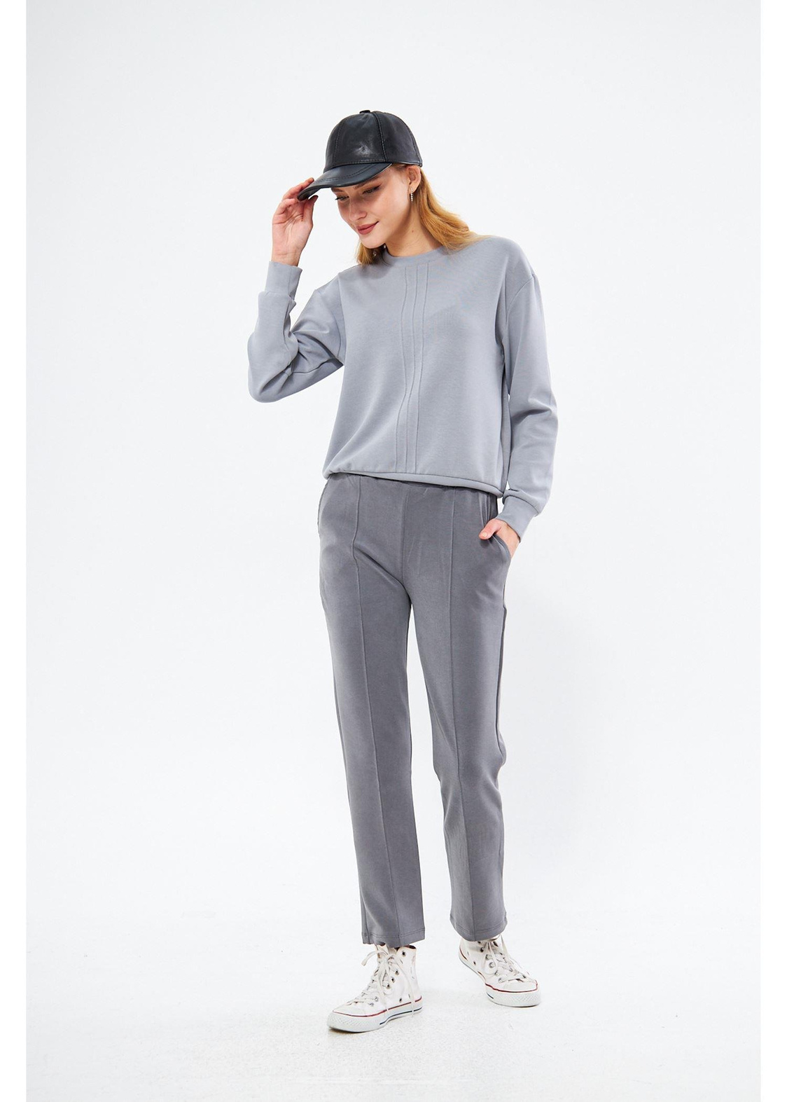 Düz Paça Dalgıç Pantolon-Füme