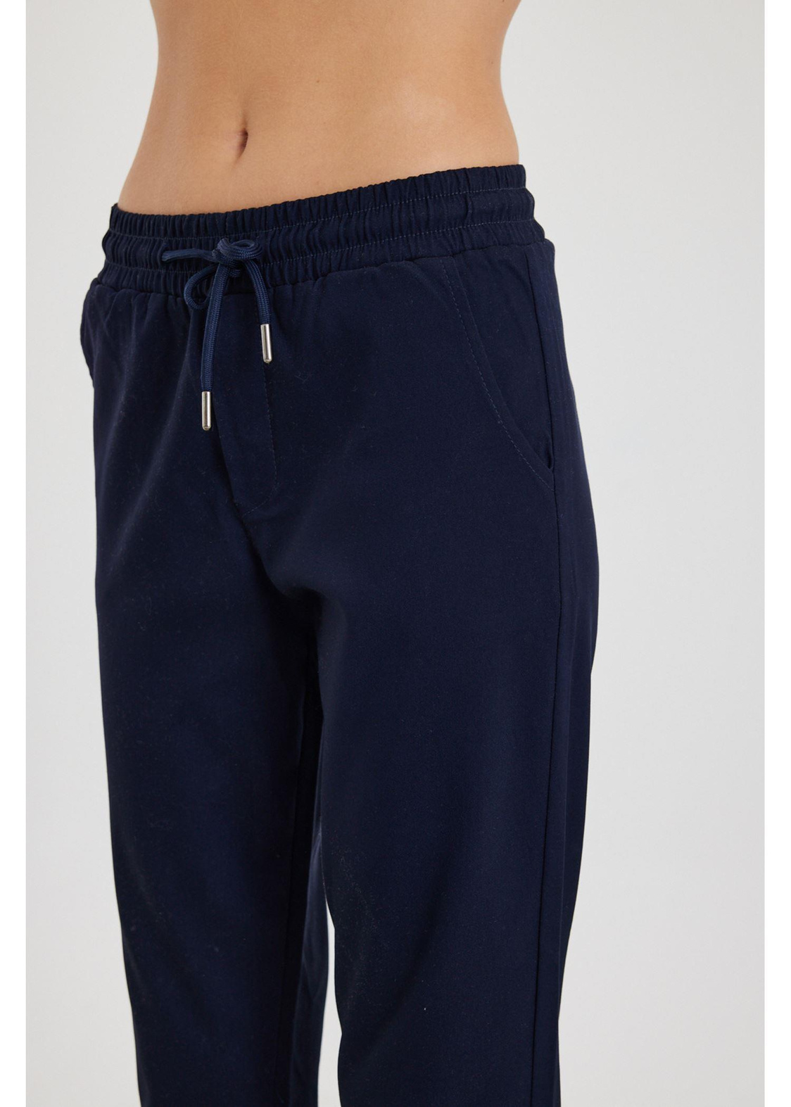 Elastik Bel Chino Pantolon-Lacivert