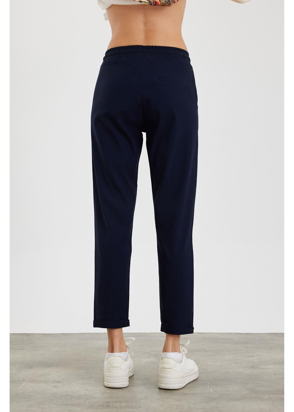 Elastik Bel Chino Pantolon-Lacivert