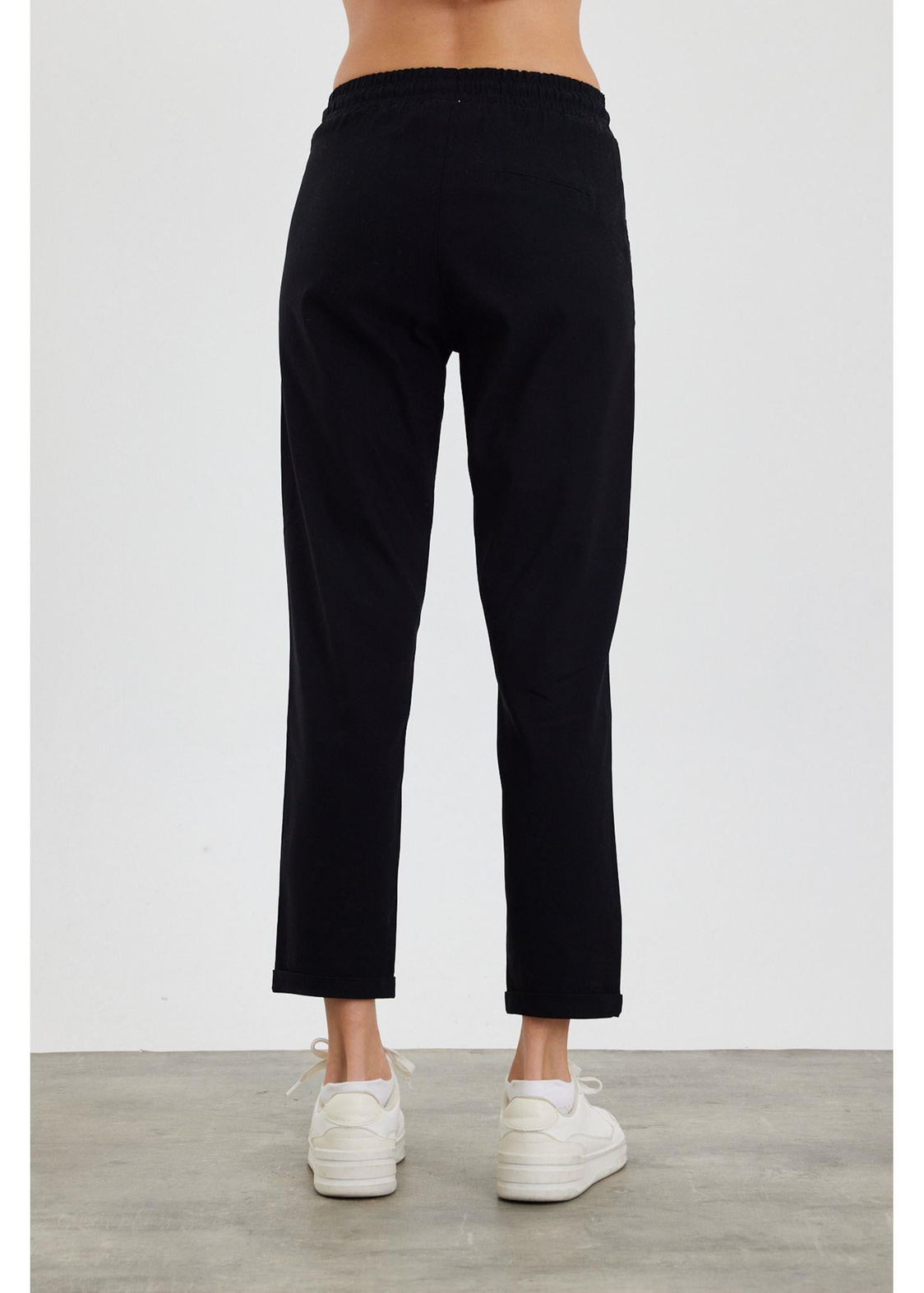 Elastik Bel Chino Pantolon-Siyah