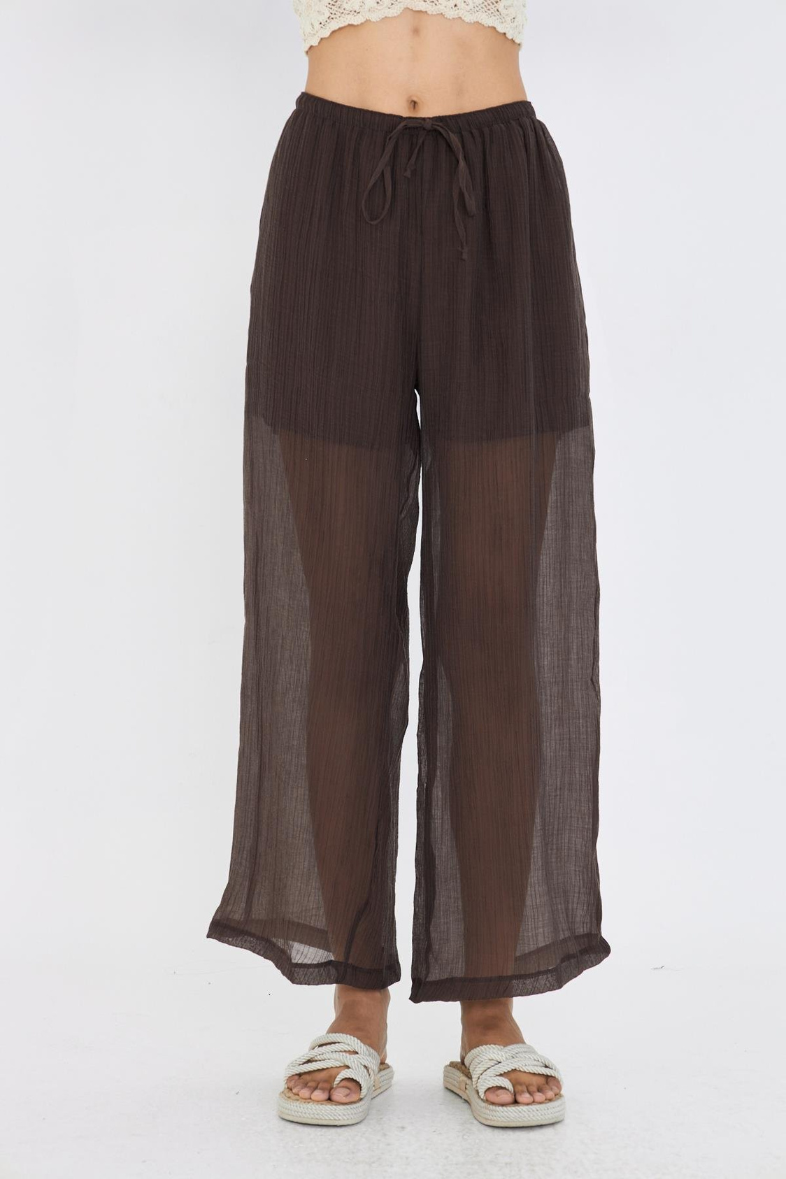 Elastik Bel İnce Bol Paça Pantolon