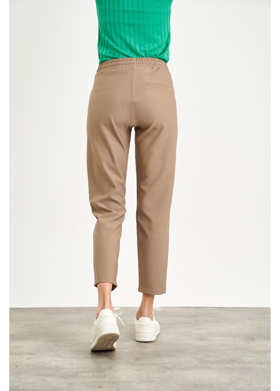 Elastik Mom Fit Pantolon-Vizon