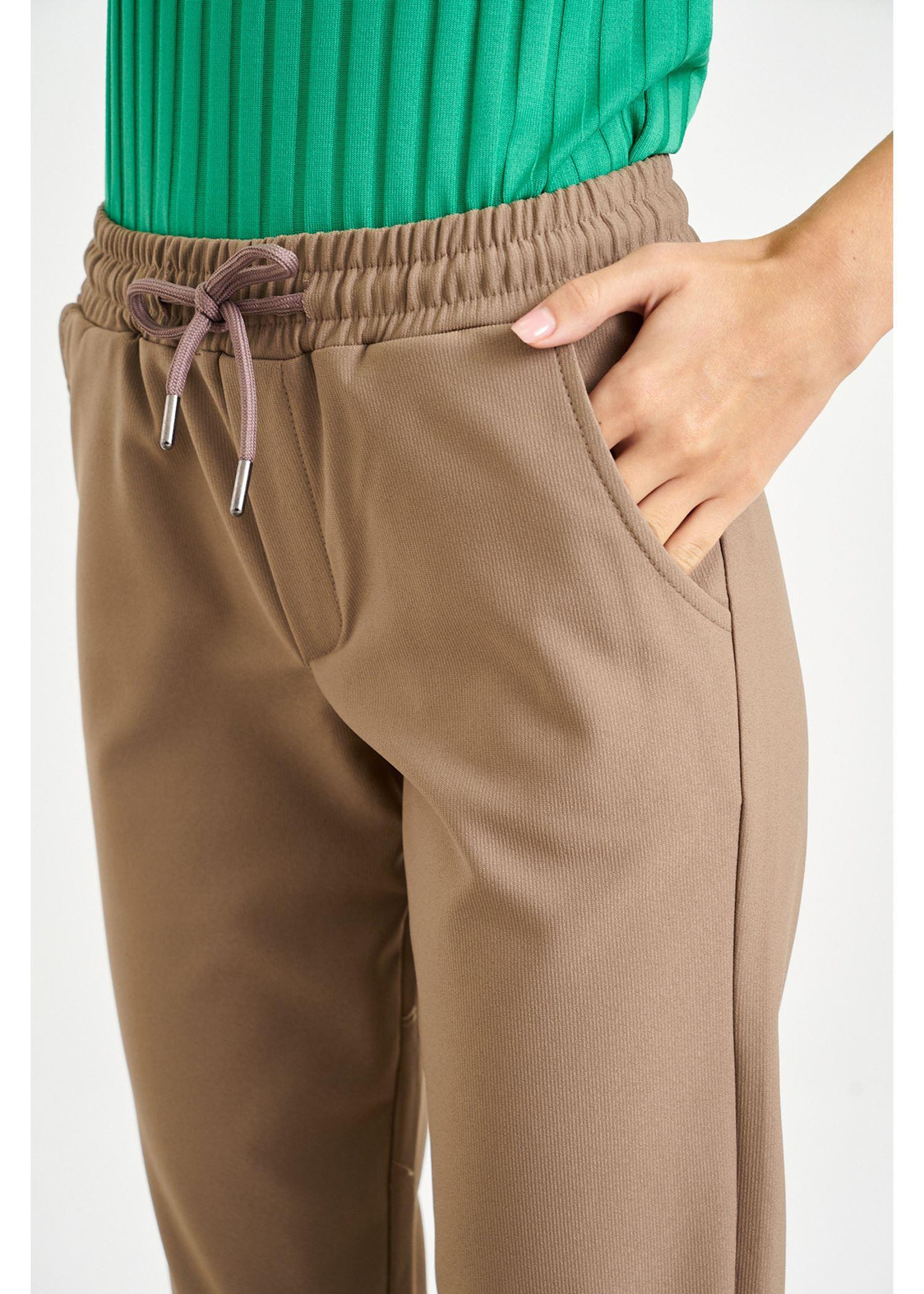 Elastik Mom Fit Pantolon-Vizon