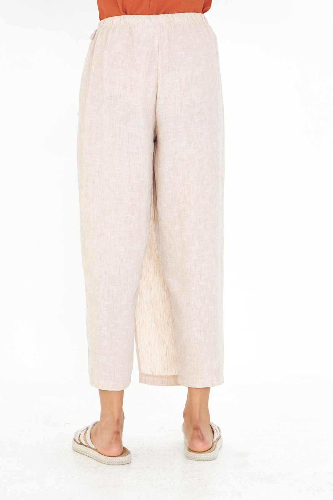 Etek Detaylı Keten Görünümlü Pantolon