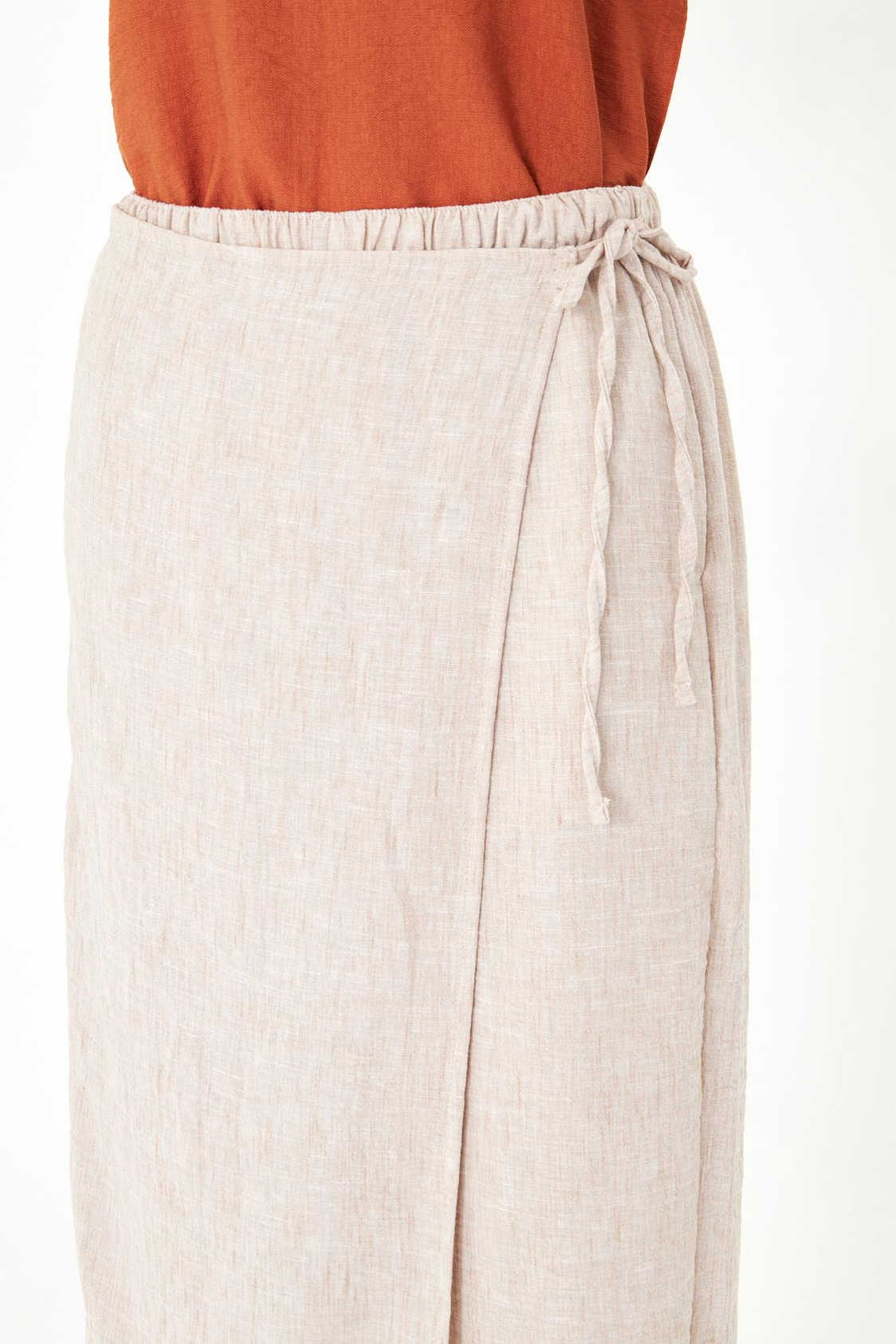 Etek Detaylı Keten Görünümlü Pantolon