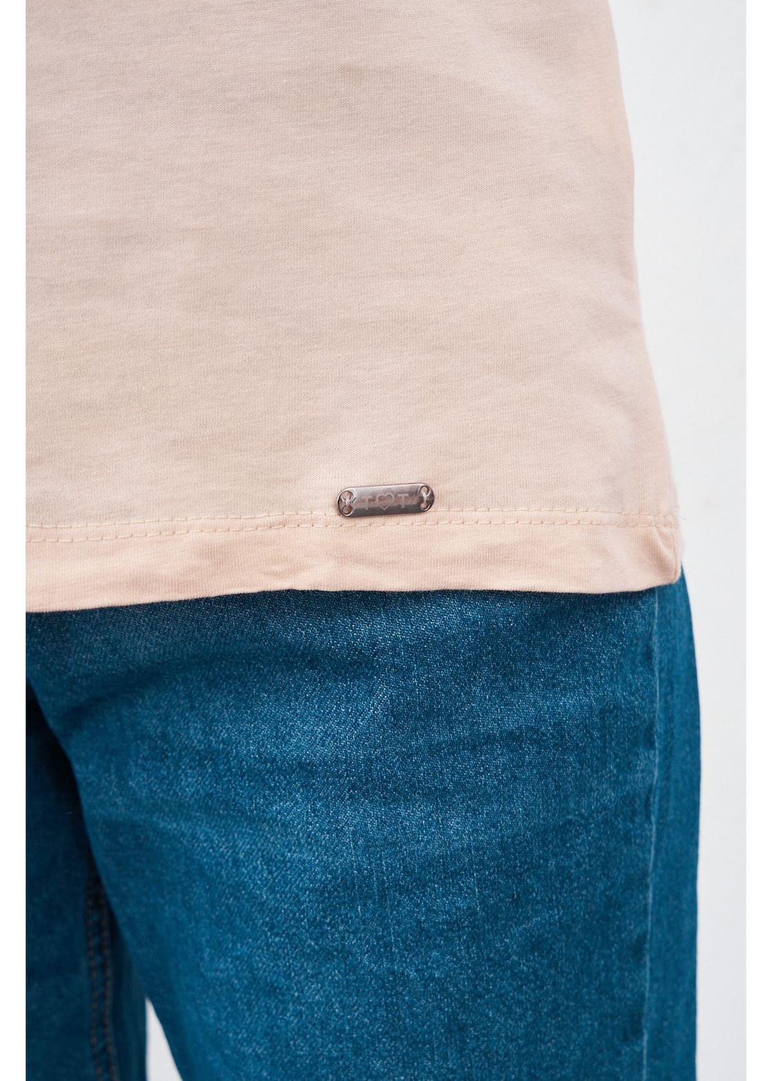 Etnik Desen Baskılı T-shirt-Vizon
