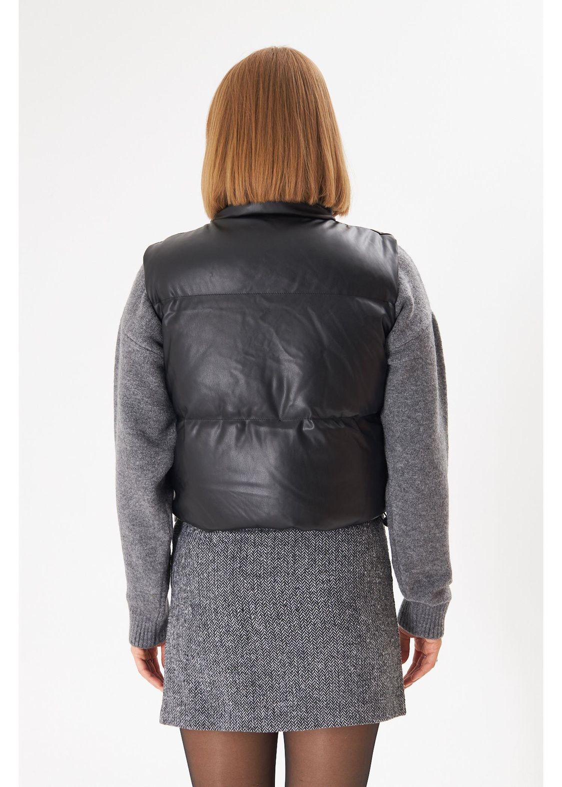 Fermuarlı Deri Yelek