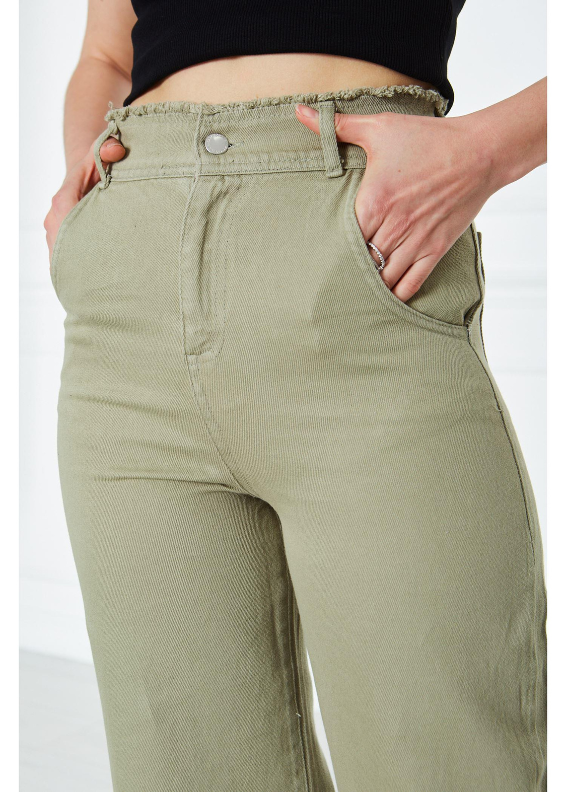 Gabardin Püsküllü Pantolon-Haki