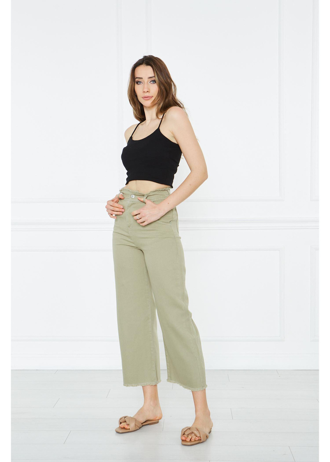 Gabardin Püsküllü Pantolon-Haki